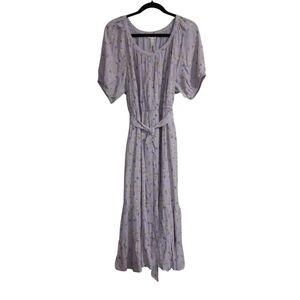 Matilda James maxi dress women L tiered floral waist belted cottage-core casual